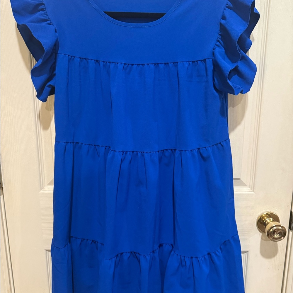 SHEIN Blue Ruffled Casual Dress